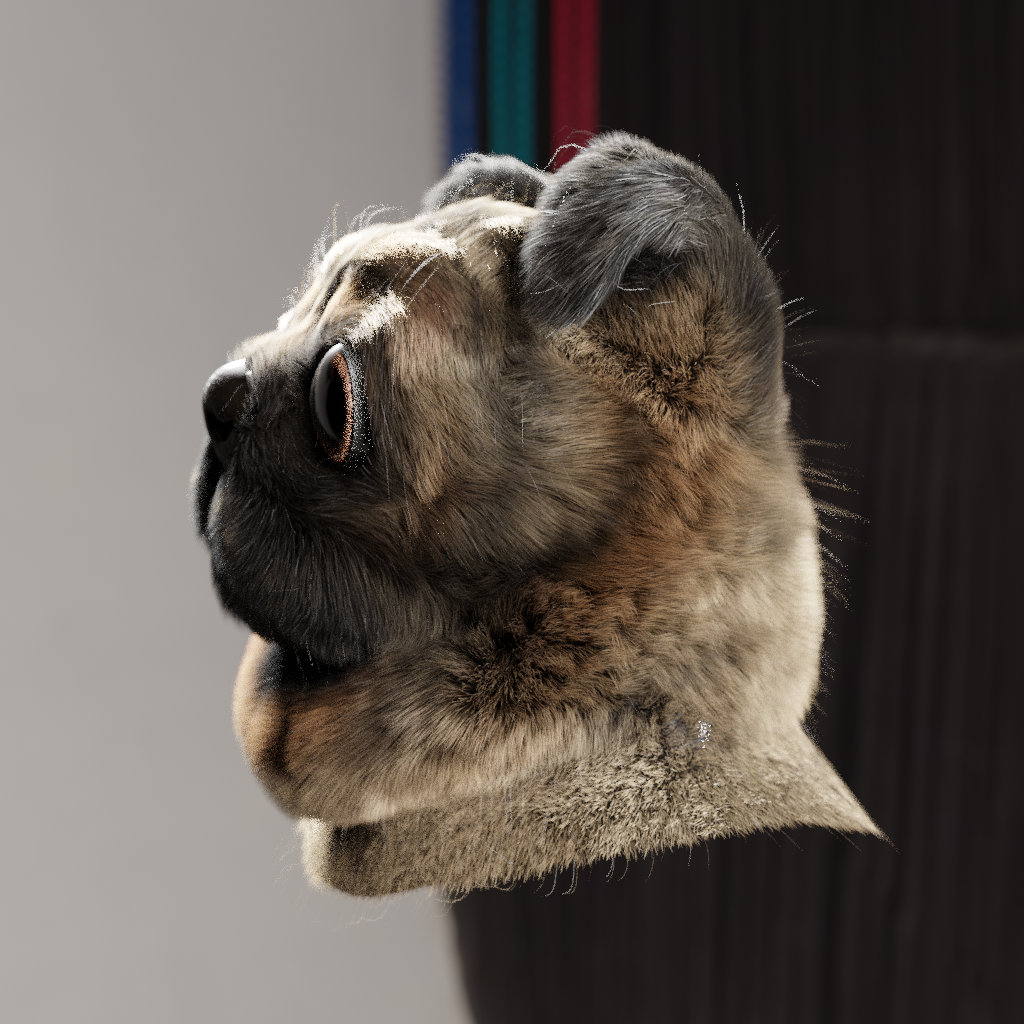 Pug head (with fur) preview image 3